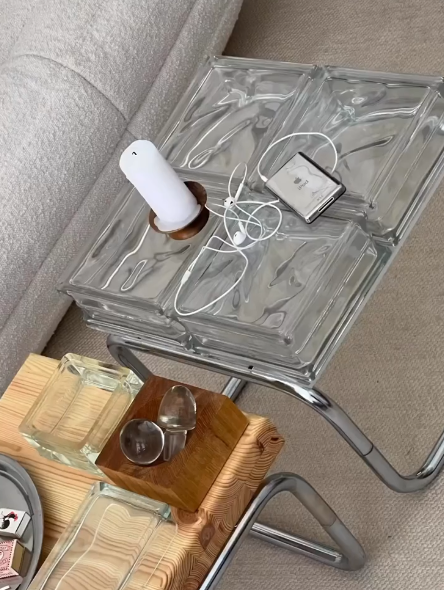 Coffee Table Glass Block Translucent Contemporary Furniture Side Table Living Room Office Home Decor Unique Statement Gift