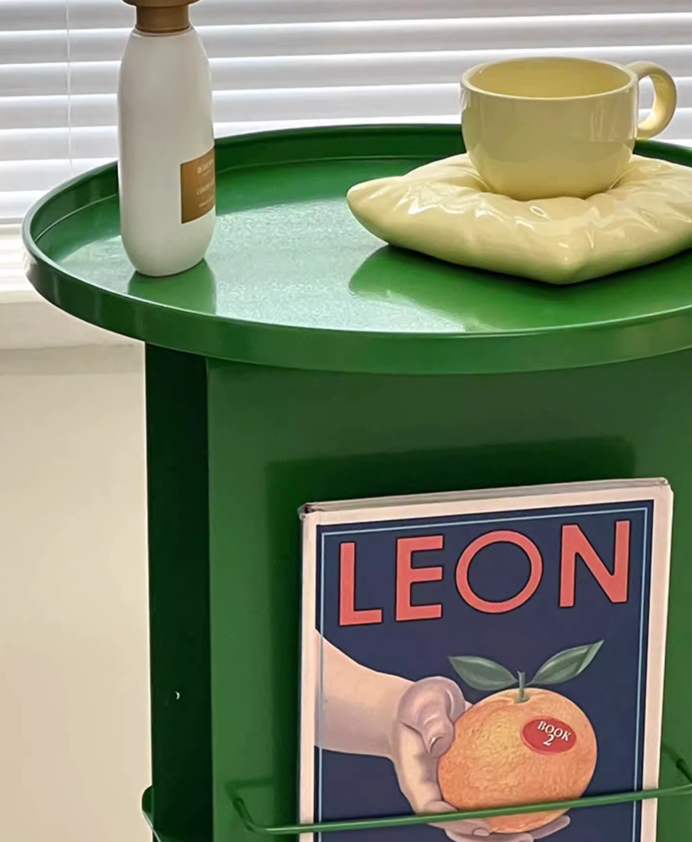 Magazine Rack Book Holder Metal Round Mid-Century Retro Side Table Living Room Office Bedroom Shelf Home Decor Gift Contemporary