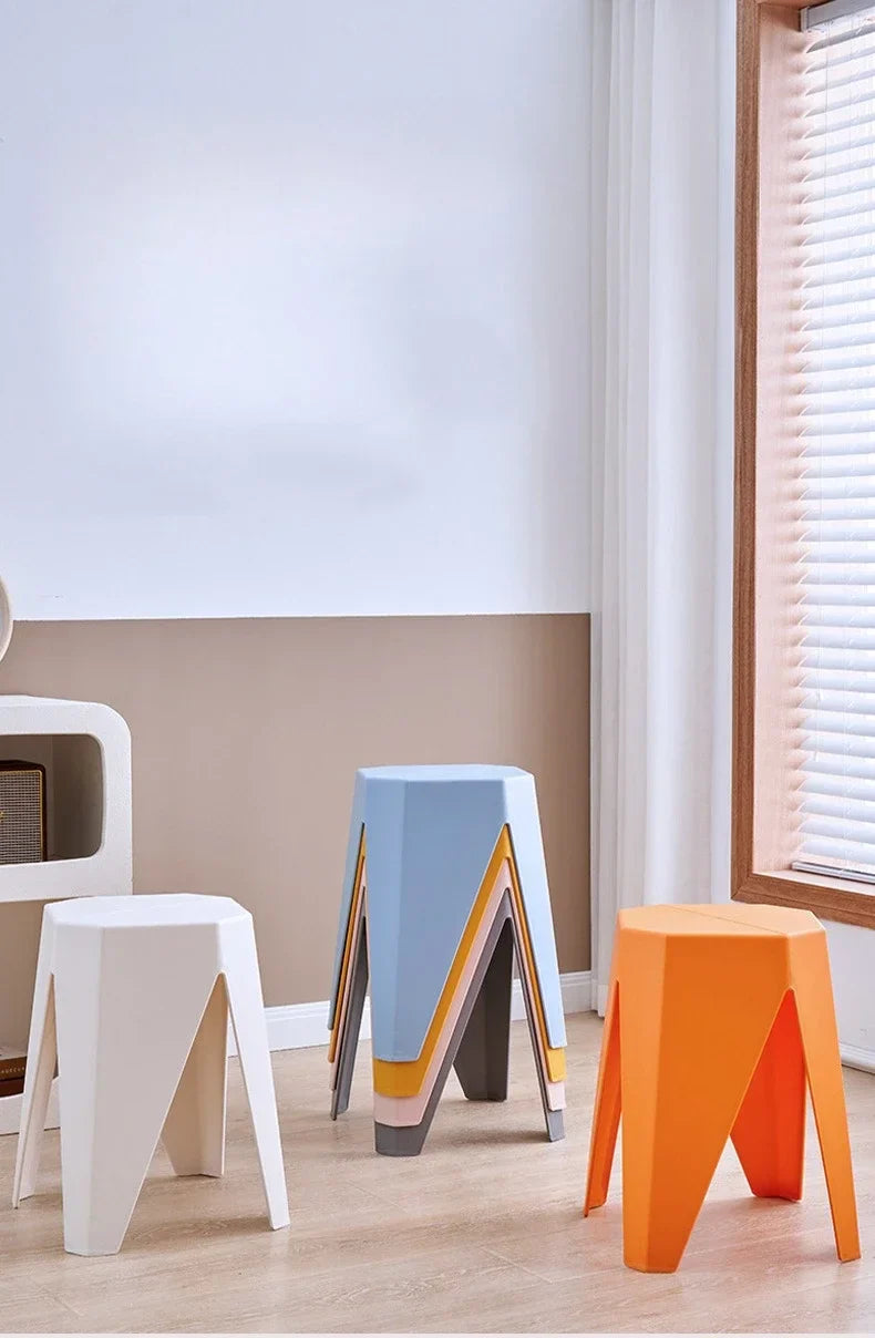Dining Chair Stool Origami Eco-Mold Recycled ABS Nordic Retro Colorful Kitchen Office Home Furniture Housewarming Gift Dining