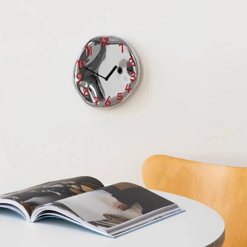 Wall Clock Ceramic Chrome Electroplated Industrial Contemporary Minimalist Living Room Office Bedroom Kitchen Home Decor Gift