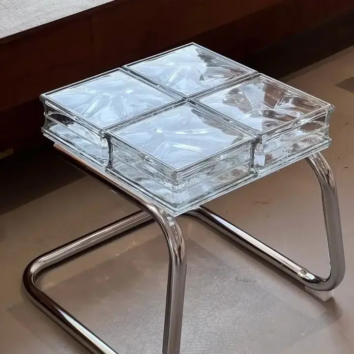 Coffee Table Glass Block Translucent Contemporary Furniture Side Table Living Room Office Home Decor Unique Statement Gift