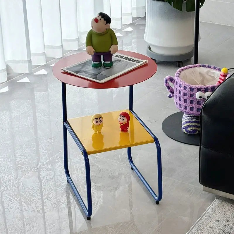 Side Table Mid-Century Metal Shelf Colorful Retro Contemporary Living Room Bedroom Office Home Furniture End Table Accent Gift