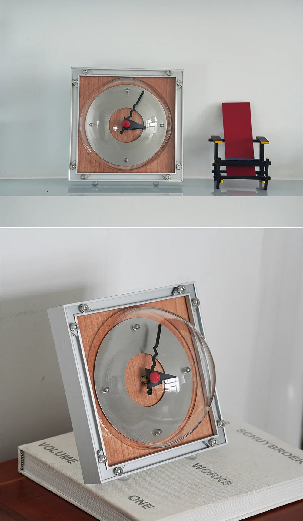 Wall Clock Desk Clock Aluminum Bauhaus Industrial Mid-Century Retro Vintage Wood Living Room Office Bedroom Home Decor Gift