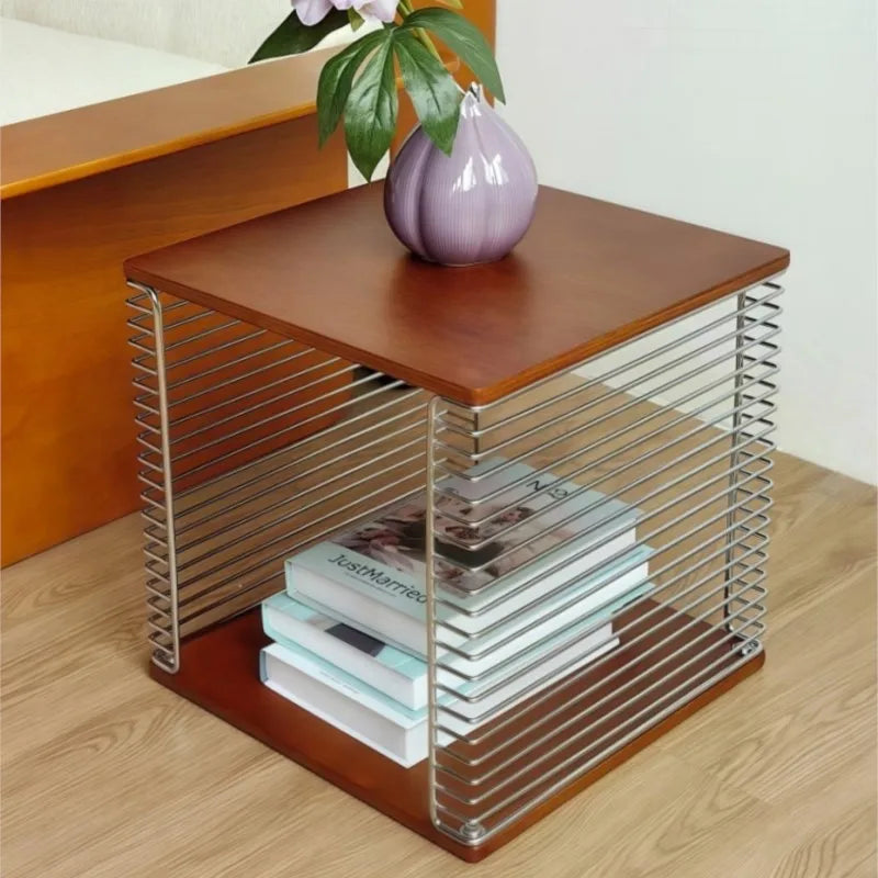 Storage Organizer Cube Modular Wood Metal Japanese Mid-Century Nordic Antique Side Table Living Room Bedroom Office Gift