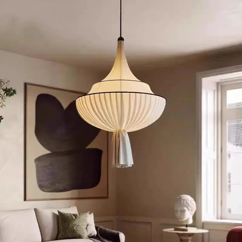 Pendant Ceiling Light Pleated Fabric Japandi Japanese Wabi-Sabi Retro Vintage Hanging Lamp Living Room Bedroom Dining Room Gift