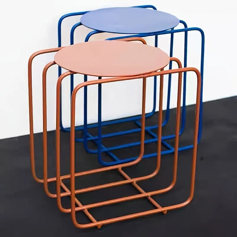 Side Table Wire Frame Round Metal Magazine Rack Book Holder Contemporary Nordic Retro Living Room Office Bedroom Home Gift