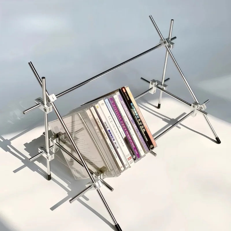 Record Display Stand Rack Stainless Steel Organizer Shelf Office Living Room Bedroom Home Decor Vinyl Record Storage Gift