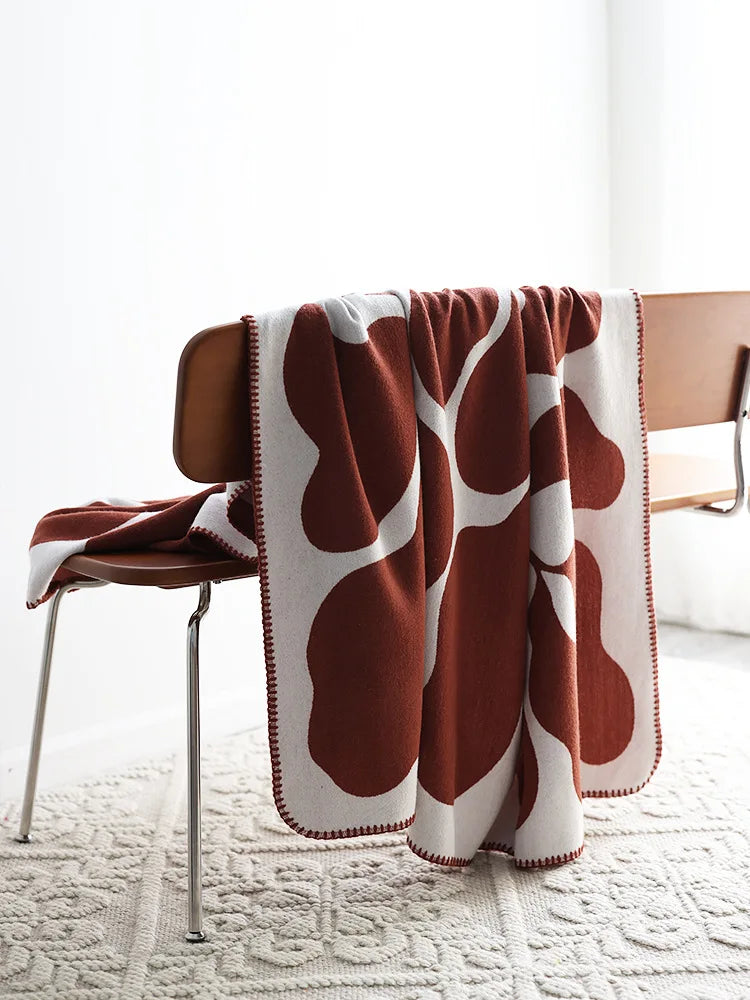 Throw Blanket Jacquard Vine Pattern Nordic Retro Vintage Bedroom Sofa Couch Living Room Home Decor Housewarming Gift Unique Decor