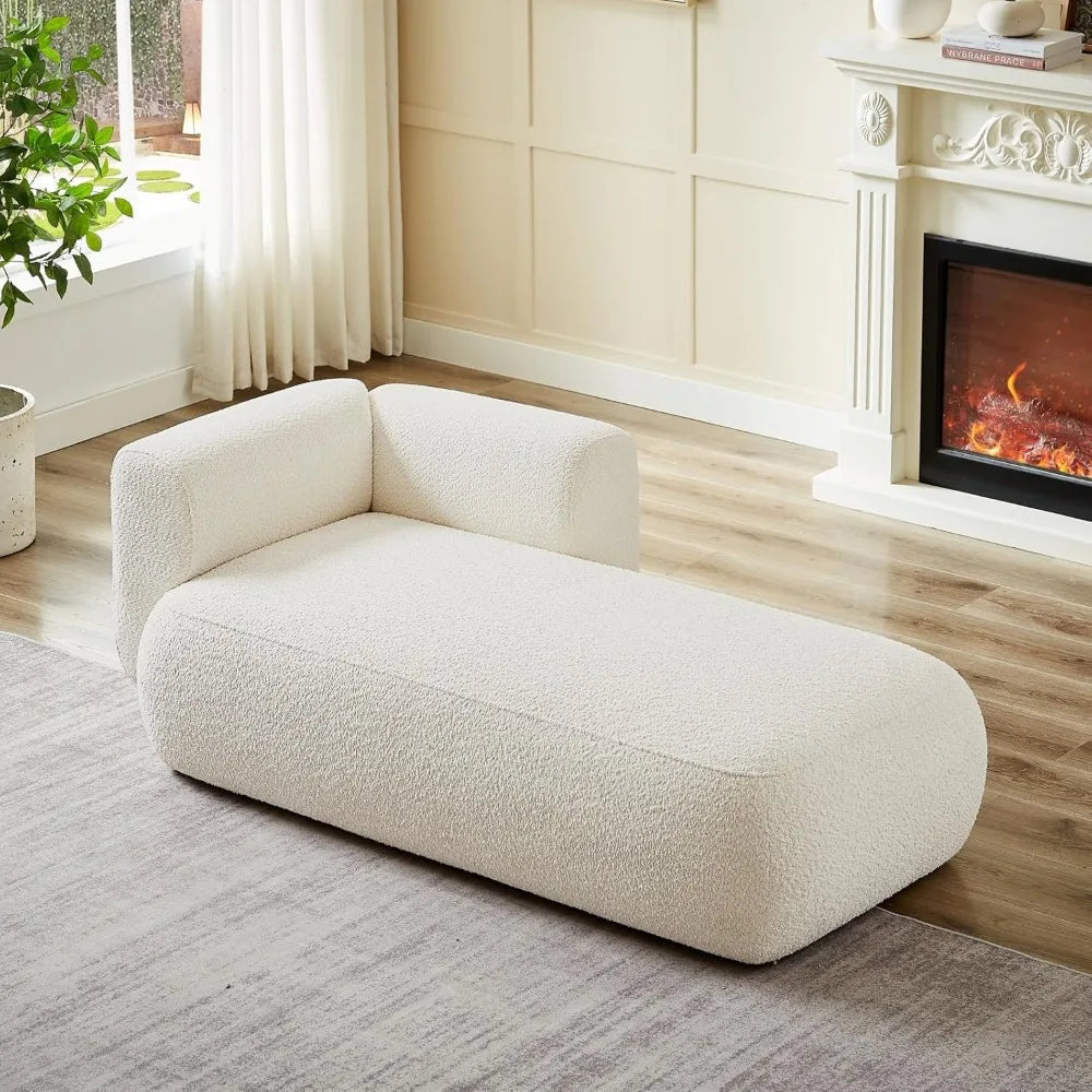Chaise Lounge Sofa Cream Boucle Contemporary Couch Furniture Living Room Bedroom Reading Chair Home Furniture Gift Housewarming