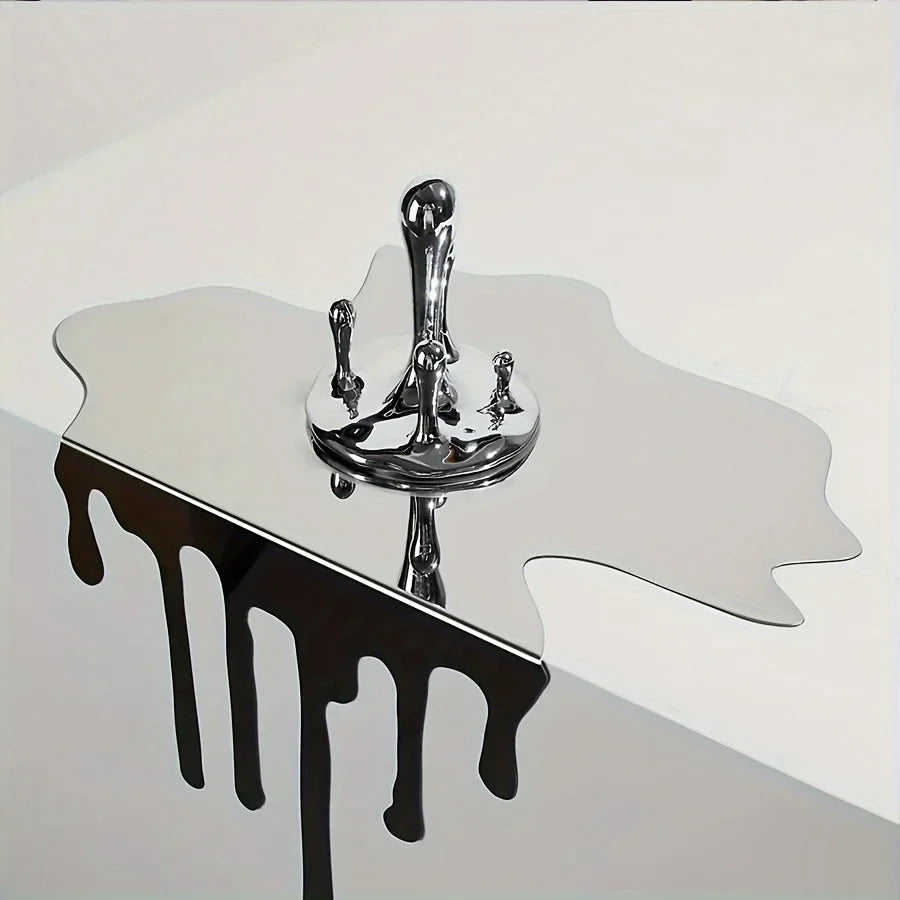 Decorative Plate Ornament Stainless Steel Melting Industrial Contemporary Shelf Desk Office Living Room Home Decor Unique Gift