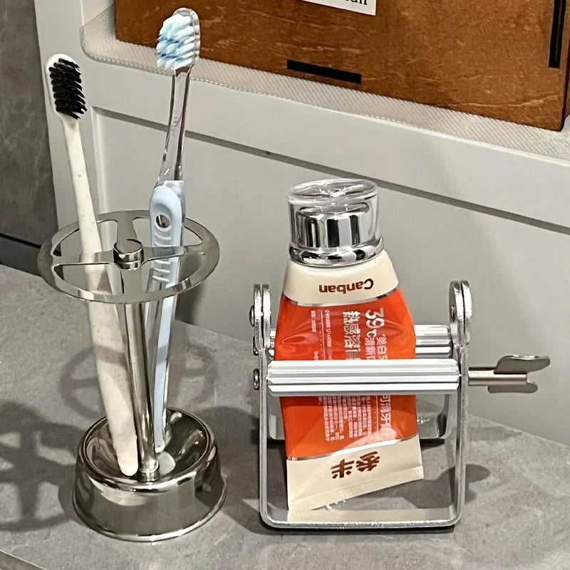 Toothpaste Holder Dispenser Stainless Steel Vintage Industrial Bathroom Shelf Home Organizer Contemporary Decor Unique Gift