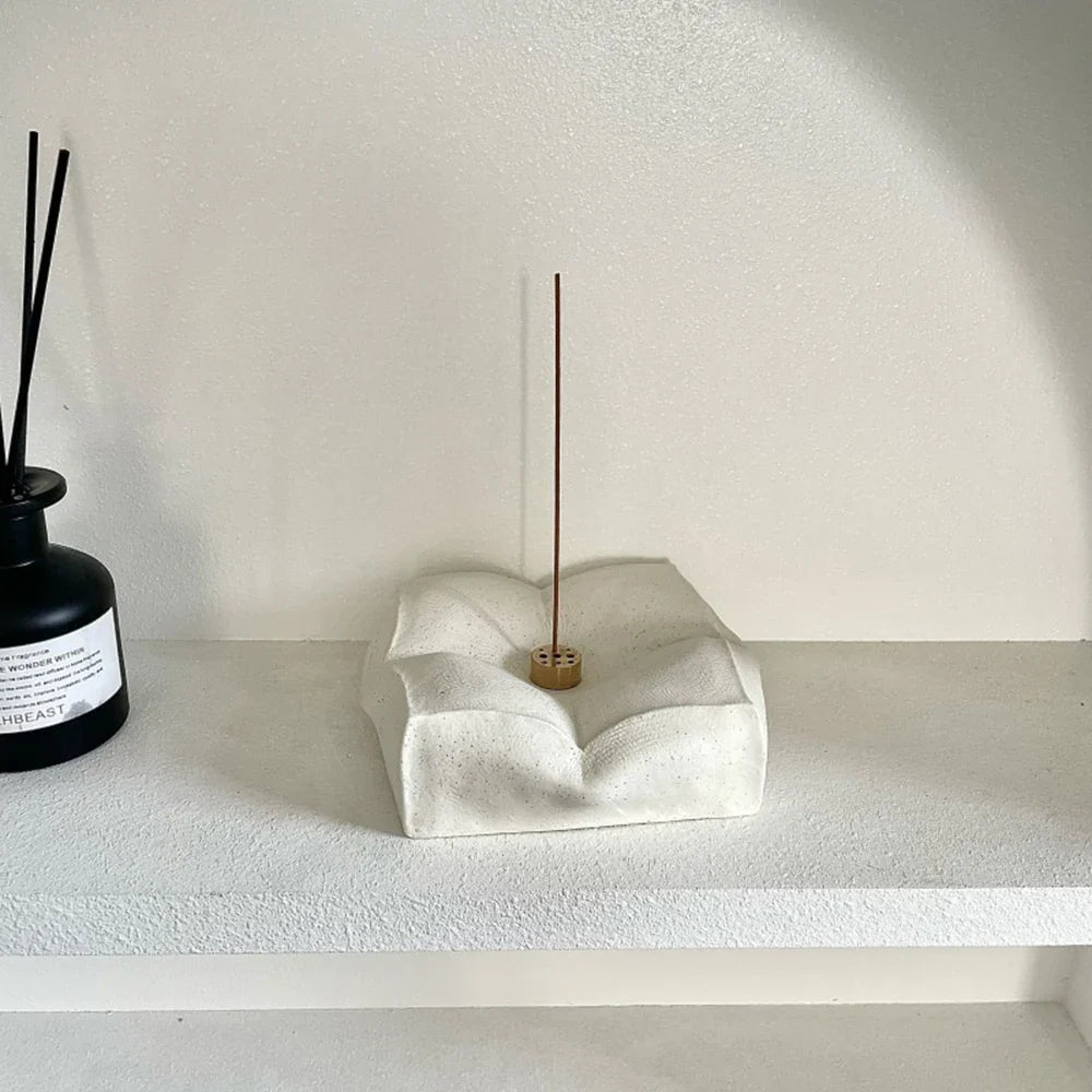 Incense Holder Burner Ceramic Cushion Pillow Minimalist Japandi Wabi-Sabi Shelf Desk Home Office Aromatherapy Decor Gift
