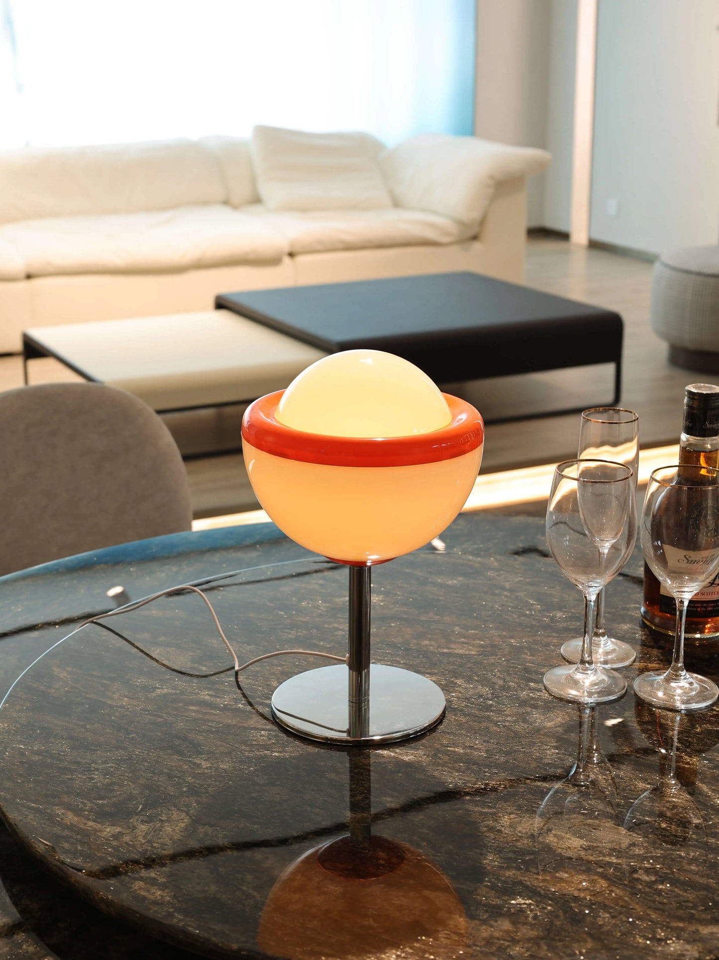 Table Lamp Wine Glass Shape ABS Retro Mid-Century Colorful Bedroom Living Room Office Shelf Desk Home Decor Gift Housewarming Unique