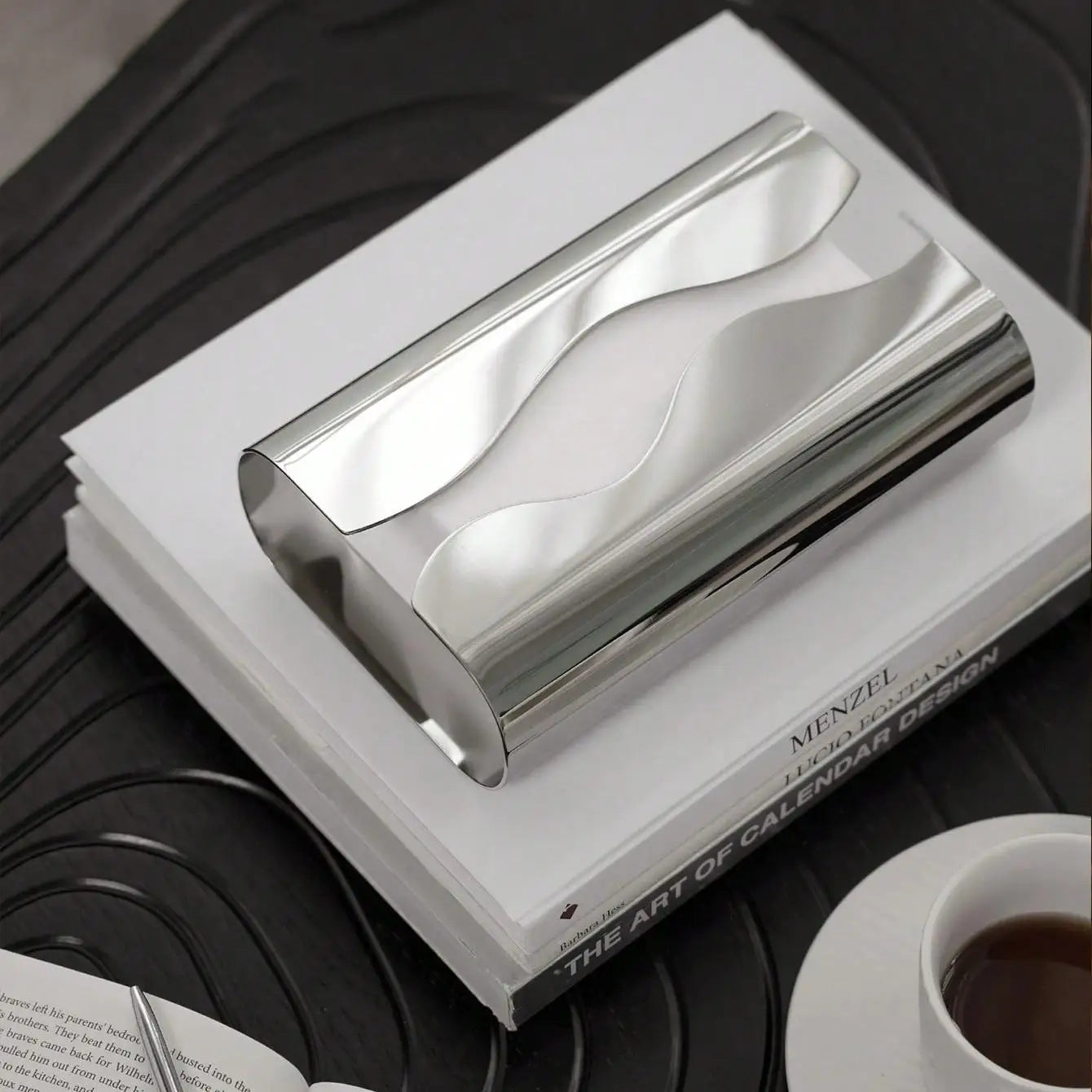 Tissue Holder Stainless Steel Mirror Finish Contemporary Minimalist Office Desk Shelf Bathroom Kitchen Home Decor Gift Minimalist