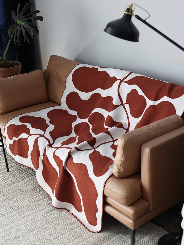 Throw Blanket Jacquard Vine Pattern Nordic Retro Vintage Bedroom Sofa Couch Living Room Home Decor Housewarming Gift Unique Decor