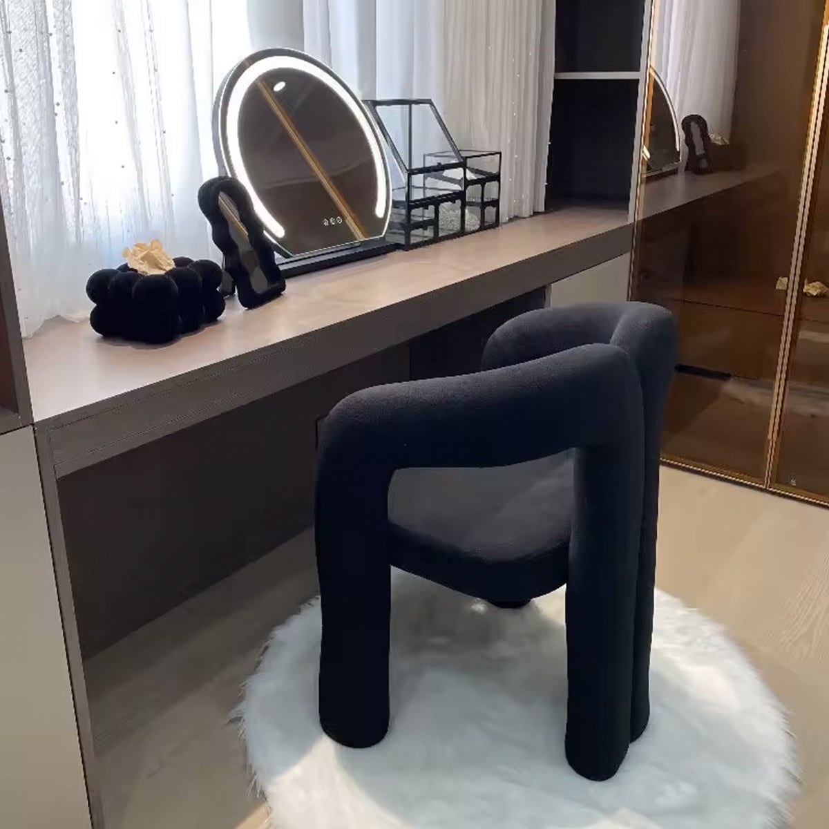 Lounge Chair Open Back Teddy Fabric Contemporary Couch Furniture Kitchen Living Room Bedroom Reading Home Furniture Gift
