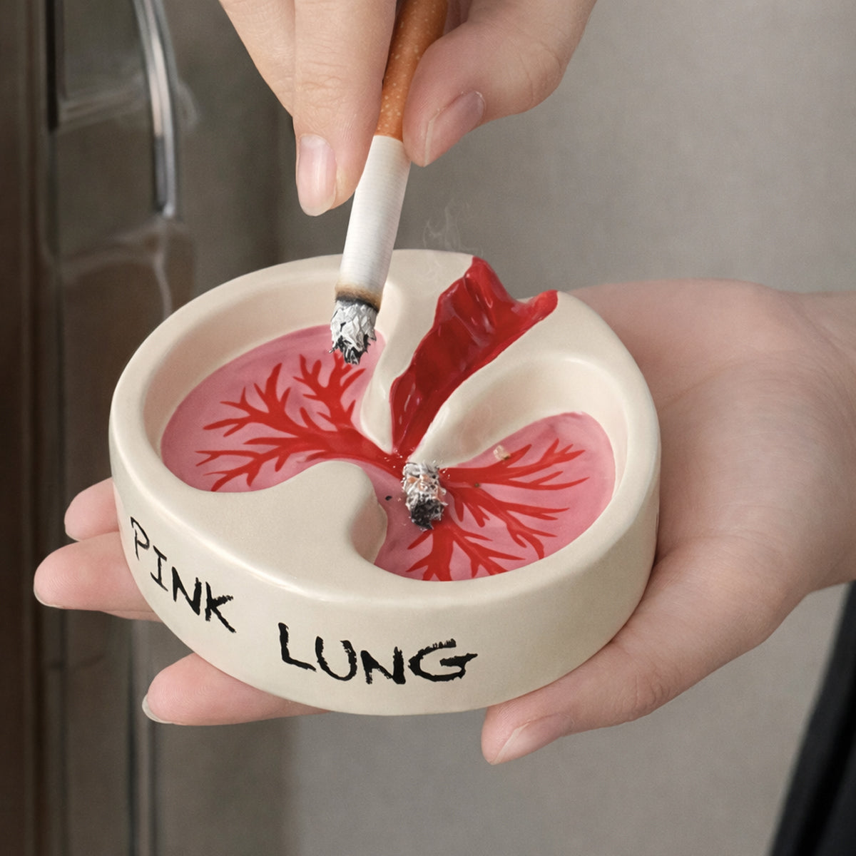 Ashtray Humor Interactive Funny Novelty Desk Shelf Office Home Contemporary Unique Conversation Piece Gift for Smokers Friends