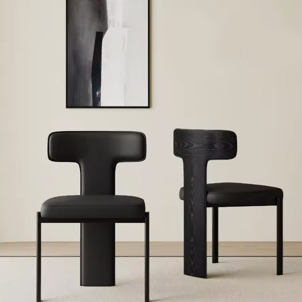 Dining Chair T-Back Aesthetic Velvet Faux Leather Contemporary Furniture Kitchen Living Room Office Home Housewarming Gift