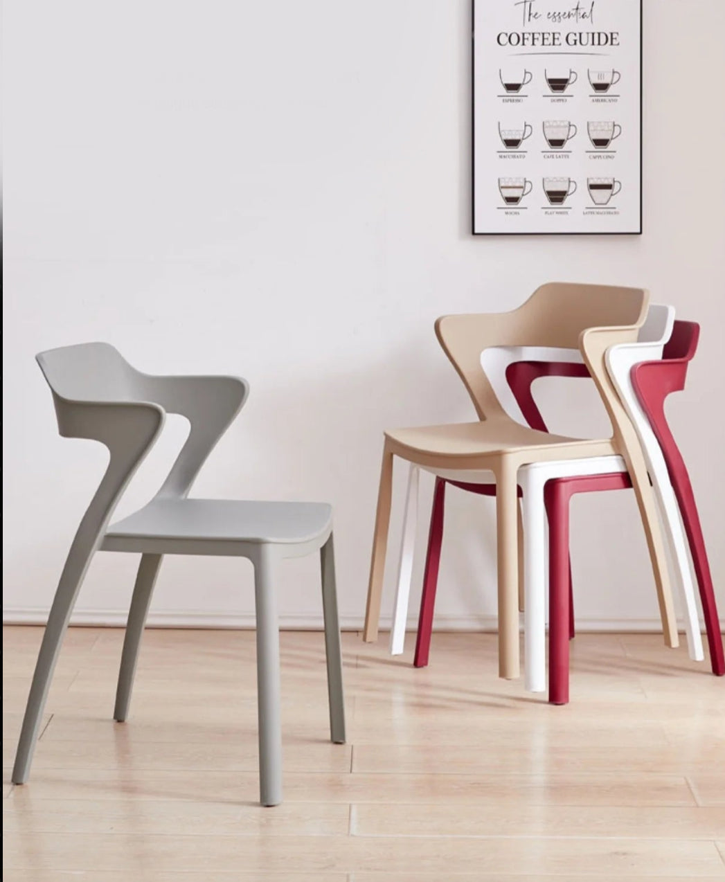 Dining Chair One-Piece Recycled PP Plastic Nordic Minimalist Colorful Kitchen Office Living Room Home Furniture Gift Kitchen