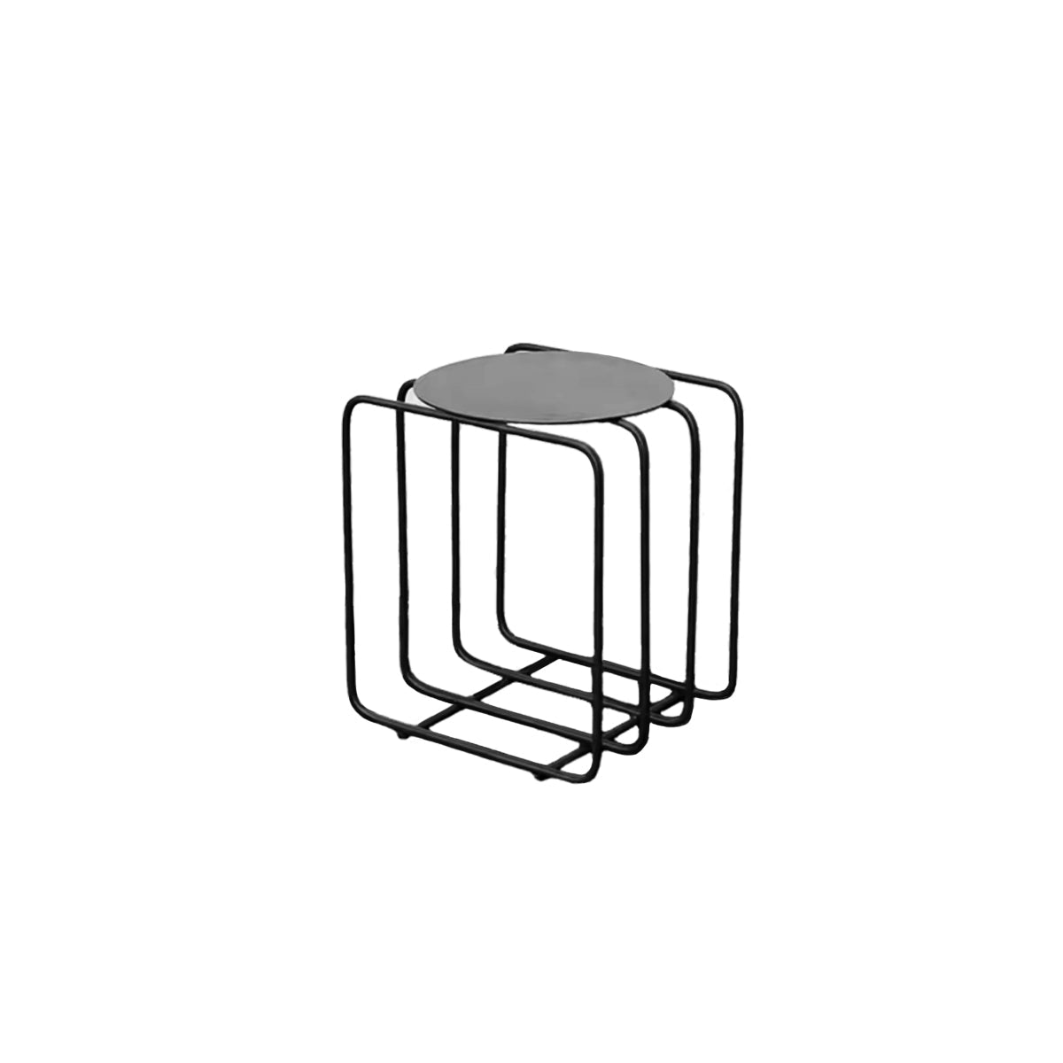 Side Table Wire Frame Round Metal Magazine Rack Book Holder Contemporary Nordic Retro Living Room Office Bedroom Home Gift