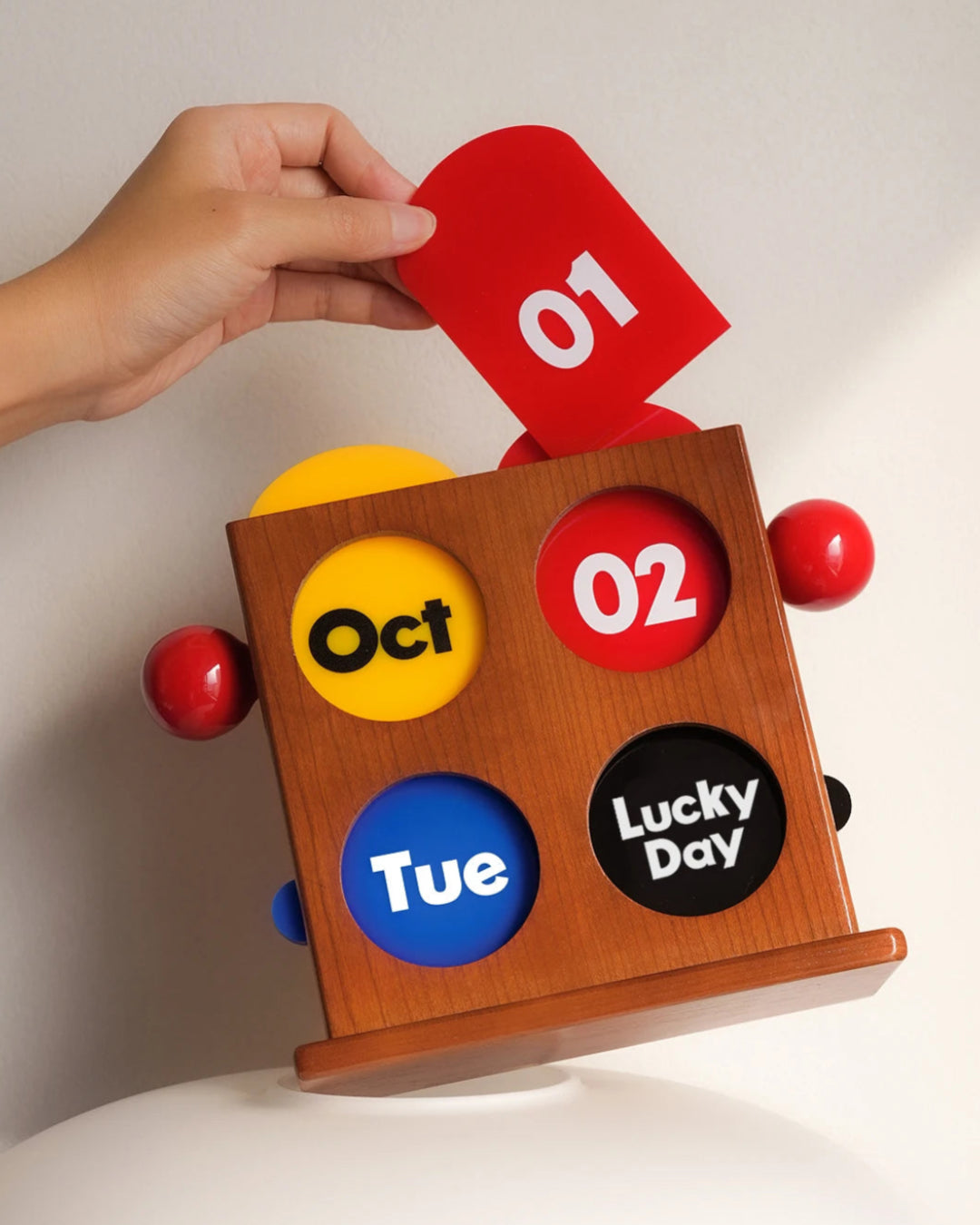 Desk Calendar Perpetual Cherrywood Bauhaus Mid-Century Nordic Retro Vintage Office Home Desktop Ornament Organizer Decor Gift