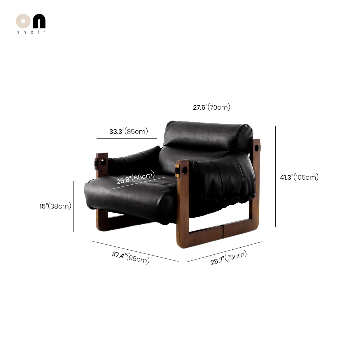 Lounge Chair Solid Wood Vegan Leather Wide Seat Accent Chair Vintage Contemporary Living Room Bedroom Reading Chair Sofa Gift