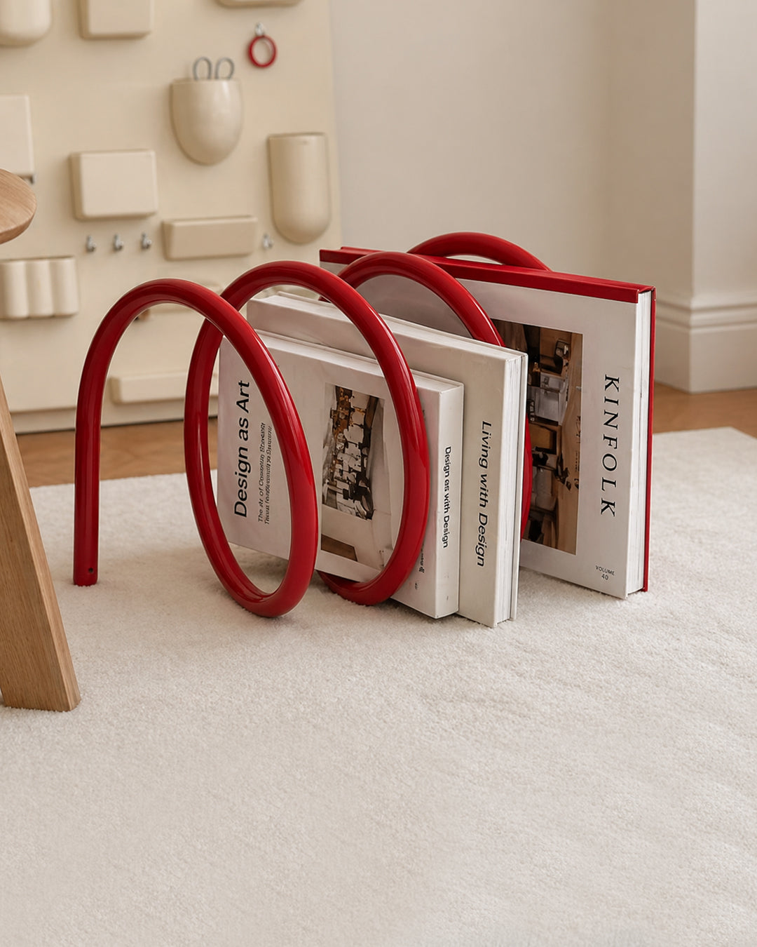 Magazine Rack Book Holder Coiled Metal Bookshelf Mid-Century Retro Colorful Floor Living Room Office Bedroom Home Decor Gift