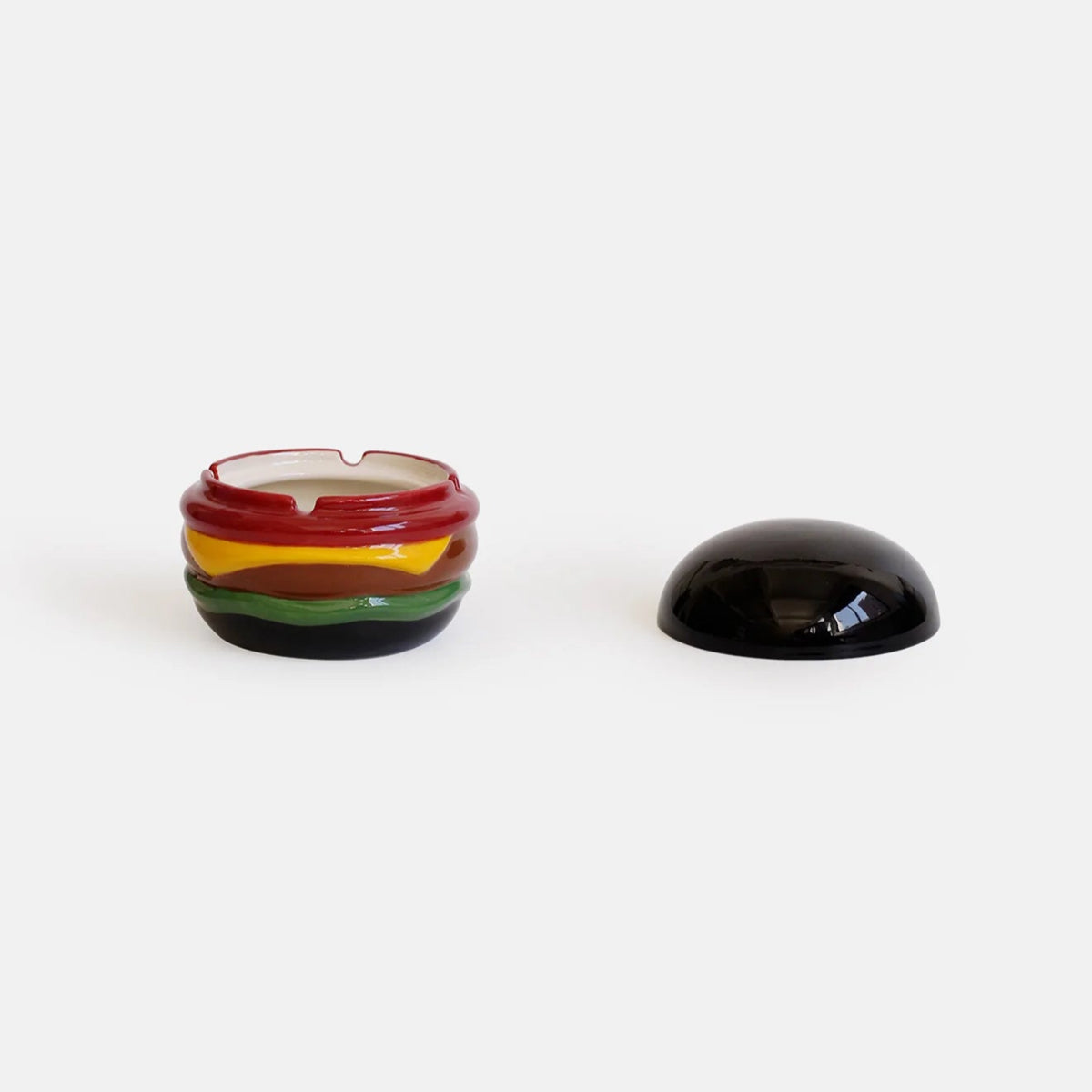 Ashtray Ceramic Burger Humor Interactive Novelty Funny Vintage Desk Shelf Office Home Contemporary Unique Gift for Smokers