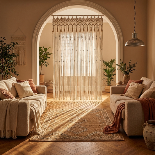 Macrame Curtain Panel lifestyle - Lume Haus