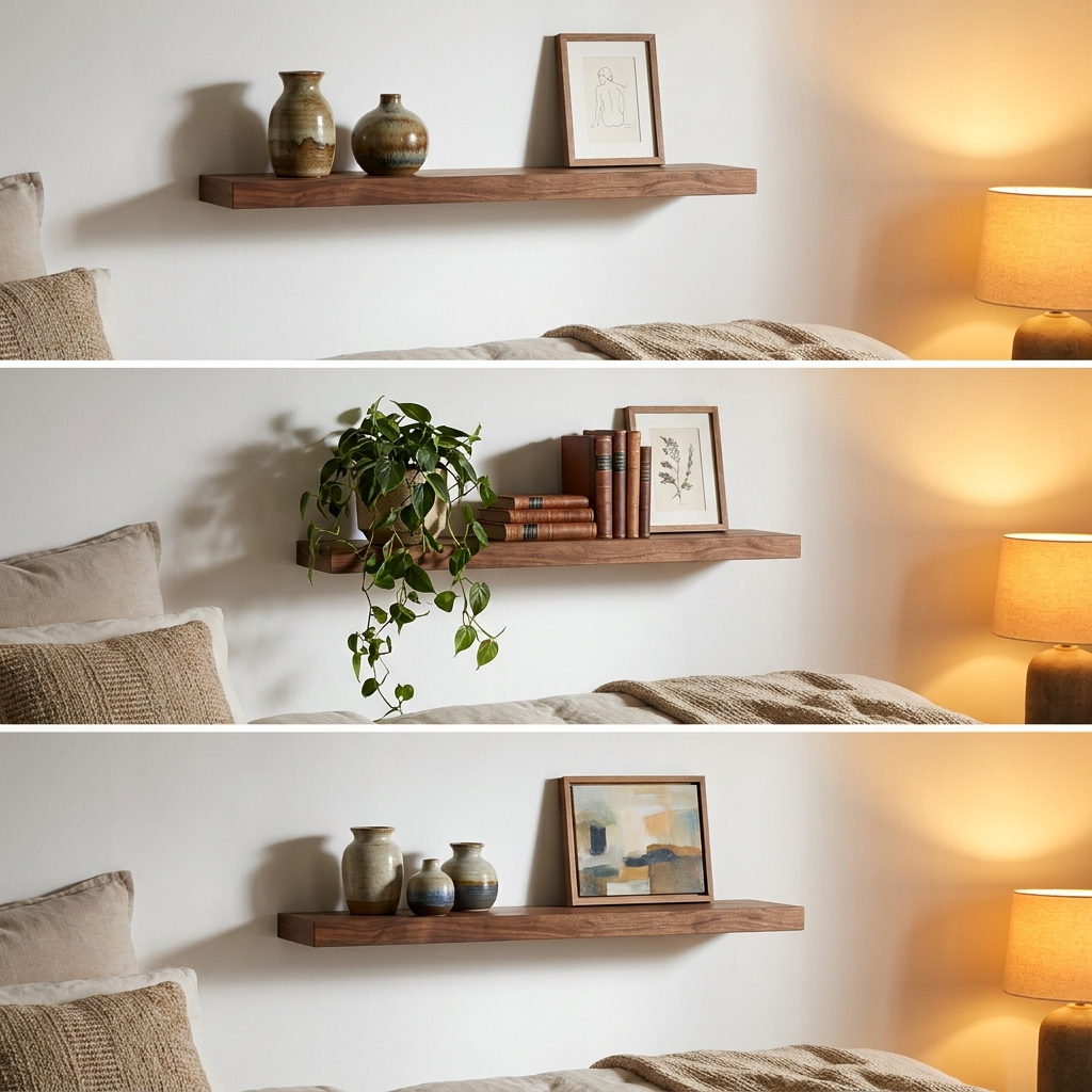 Floating Wood Wall Shelves (Set of 3)