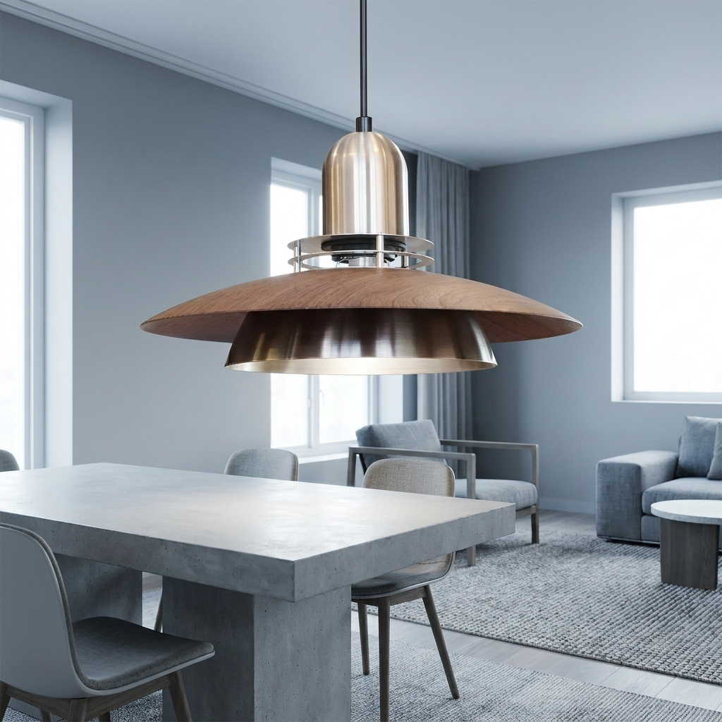 Carl Lighting UFO Walnut Layered Pendant Ceiling Light