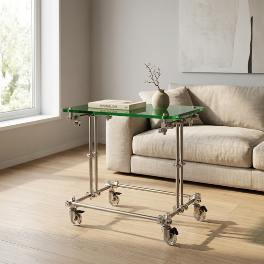 de home Acrylic Top Industrial Stainless Steel Pipe Frame Side Table