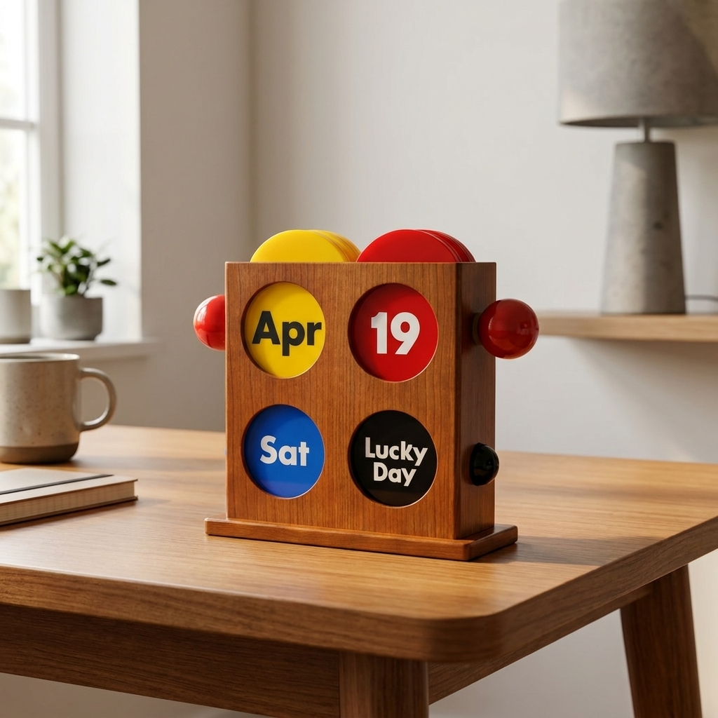 Easy Good Bauhaus Vintage Cherrywood Perpetual Desk Calendar