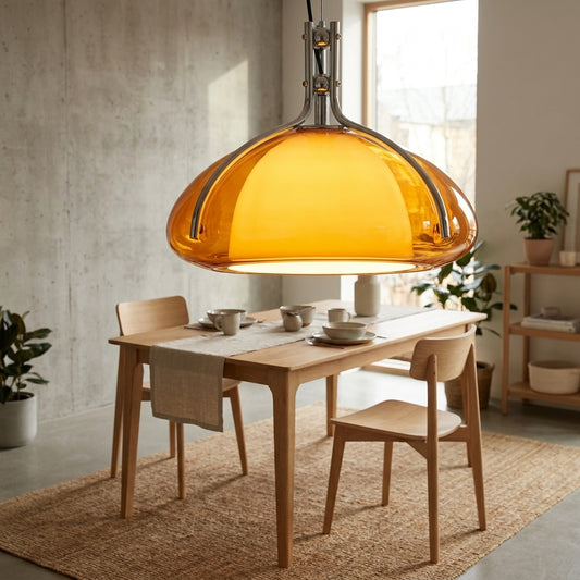 Orbix Bauhaus Amber Glass Dome Pendant Light
