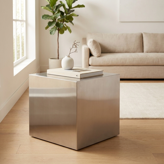 Studio Lima Stainless Steel Cube Side Table