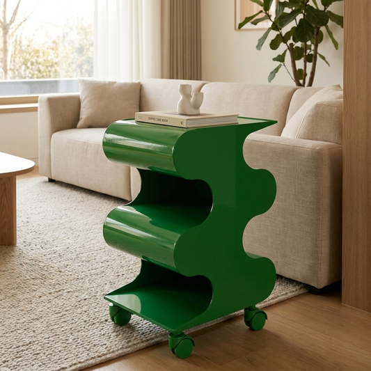 Modu Wavy 3-Tier Rolling Cart Side Table