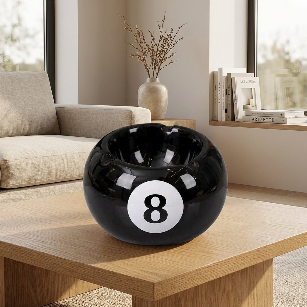 Eight Ball Ceramic Ashtray