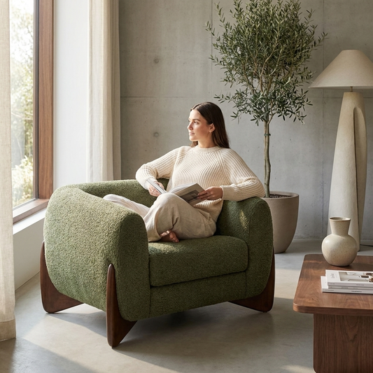 Modern Boucle Fabric Upholstered Lounge Chair Sofa