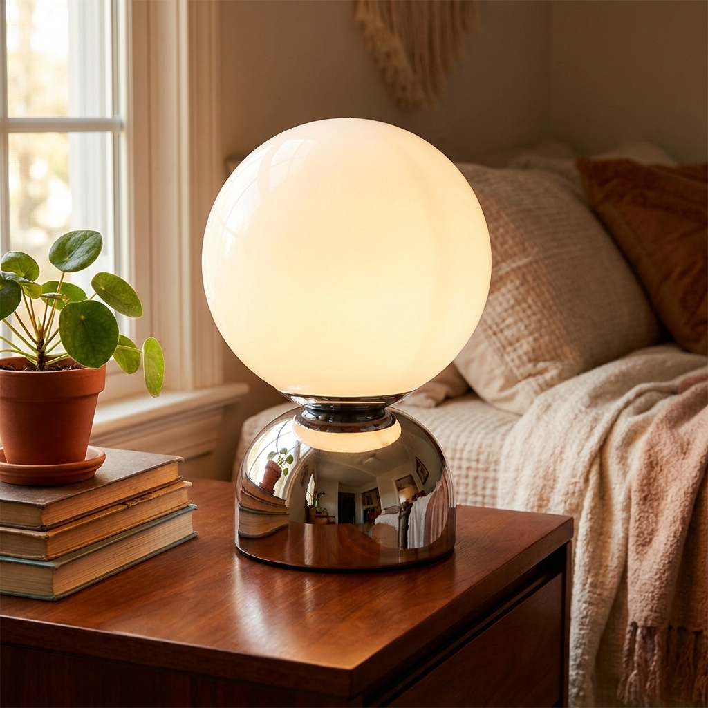 Retro Glass Ball Chrome Table Lamp