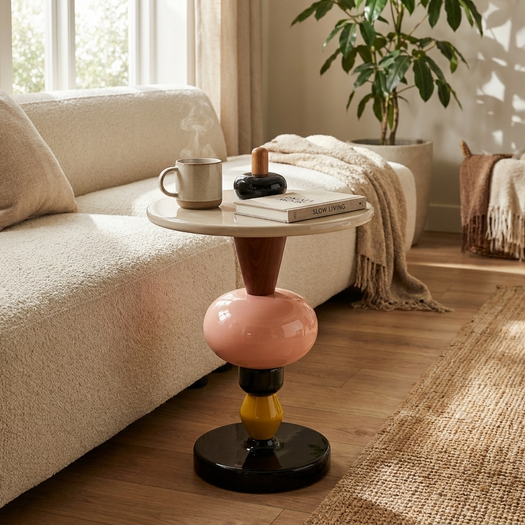 Modular Color-Stack Pedestal Side Table
