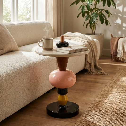 Modular Color-Stack Pedestal Side Table