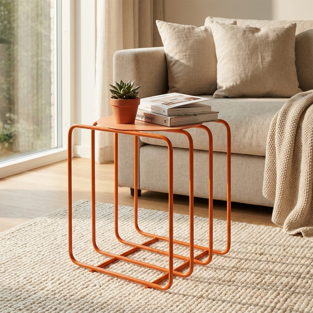 Modu Wire Frame Round Metal Side Table Rack