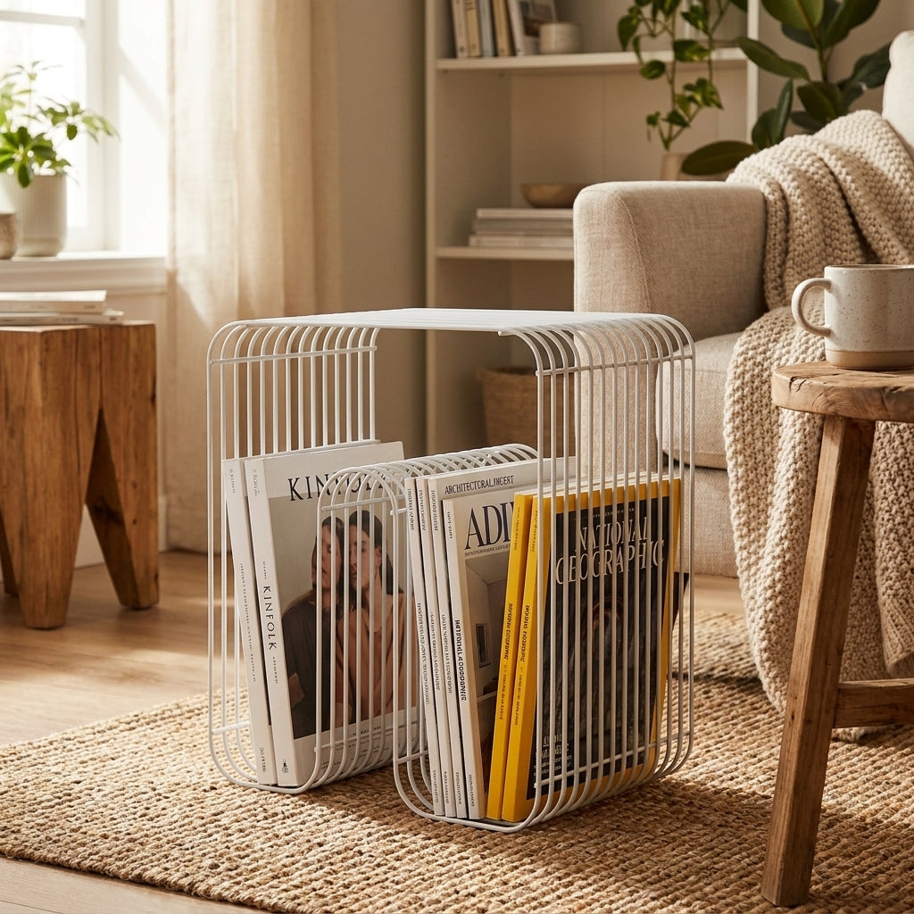 Geometric Patterned Magazine Rack