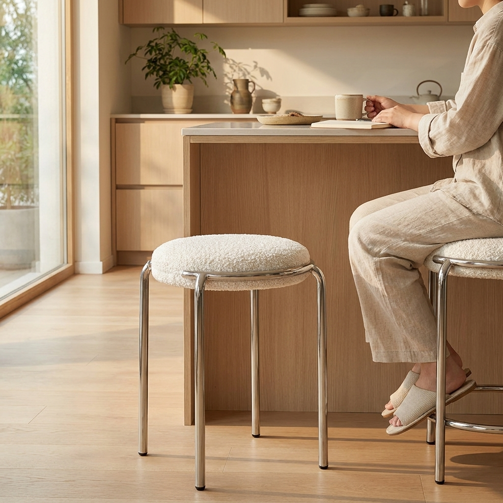 Mingdian Stainless Steel Frame Round Stool