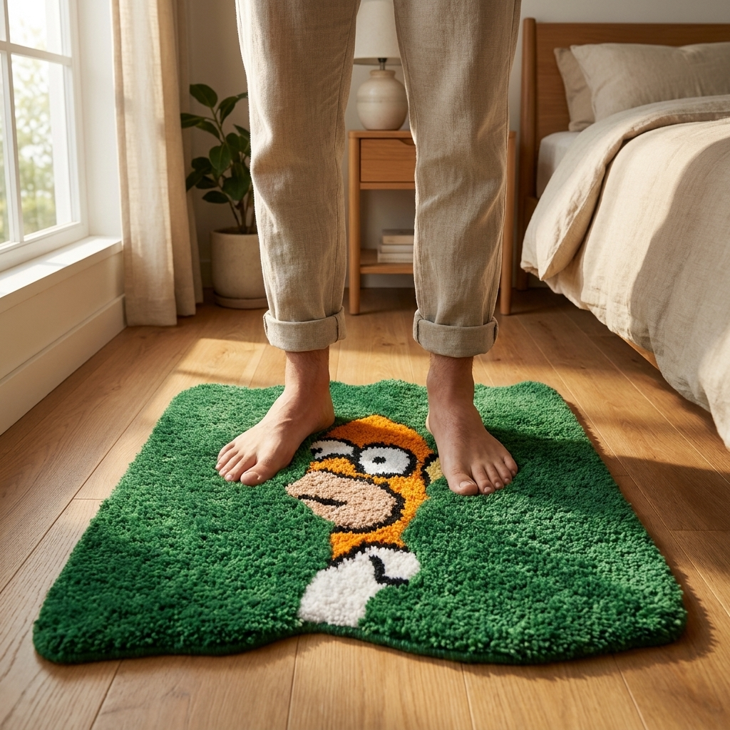 Homer Green Plush Bedroom Mat
