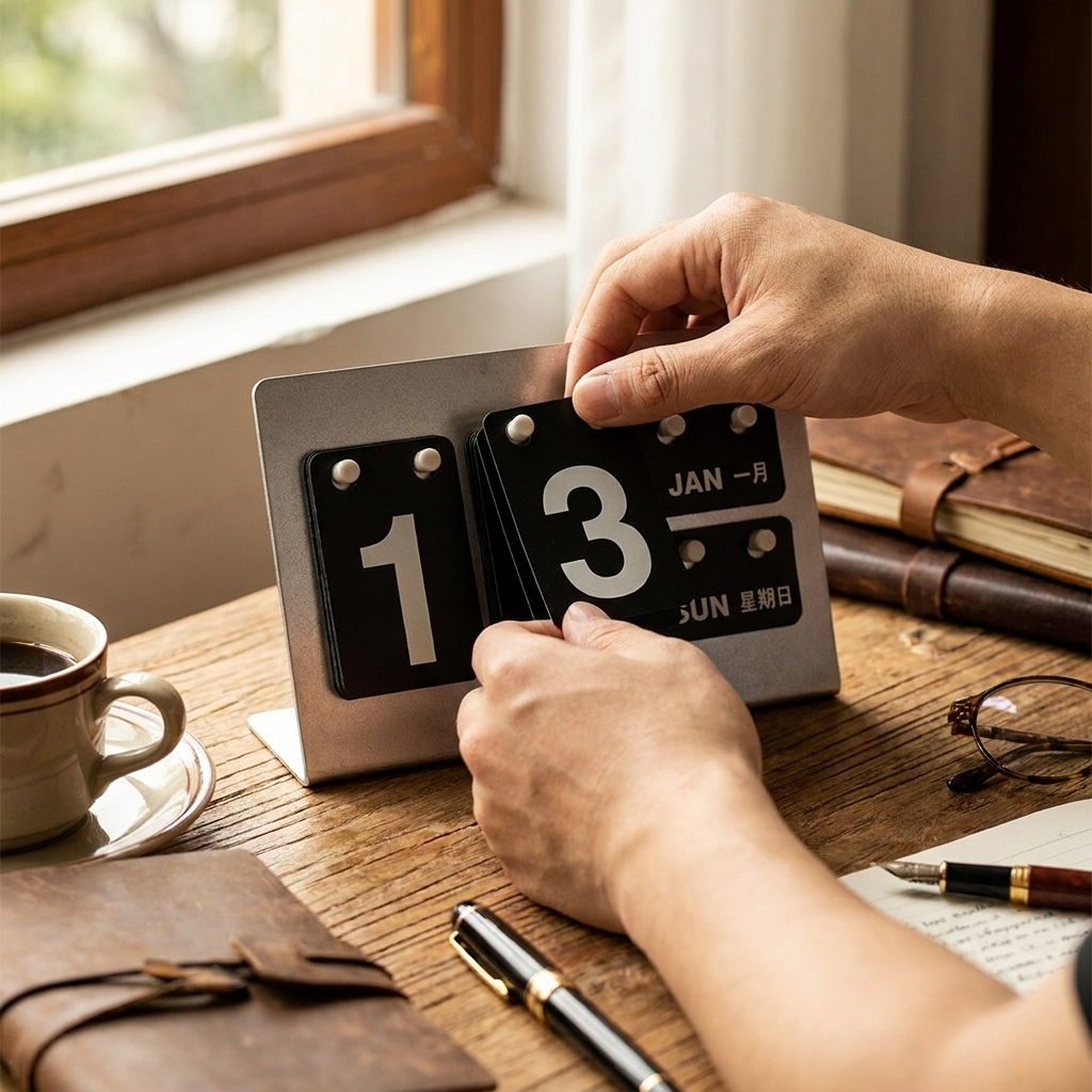 Vintage Metal Desktop Calendar lifestyle