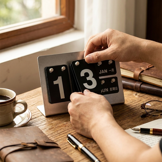 Vintage Metal Desktop Calendar lifestyle
