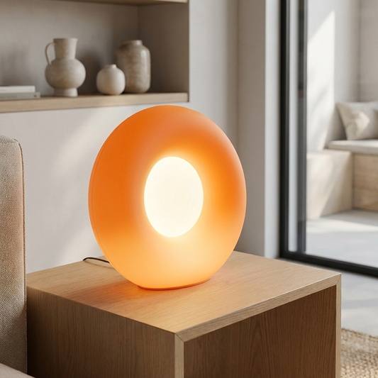 Solid Wood Base Ambient Donut Touch Table Lamp lifestyle