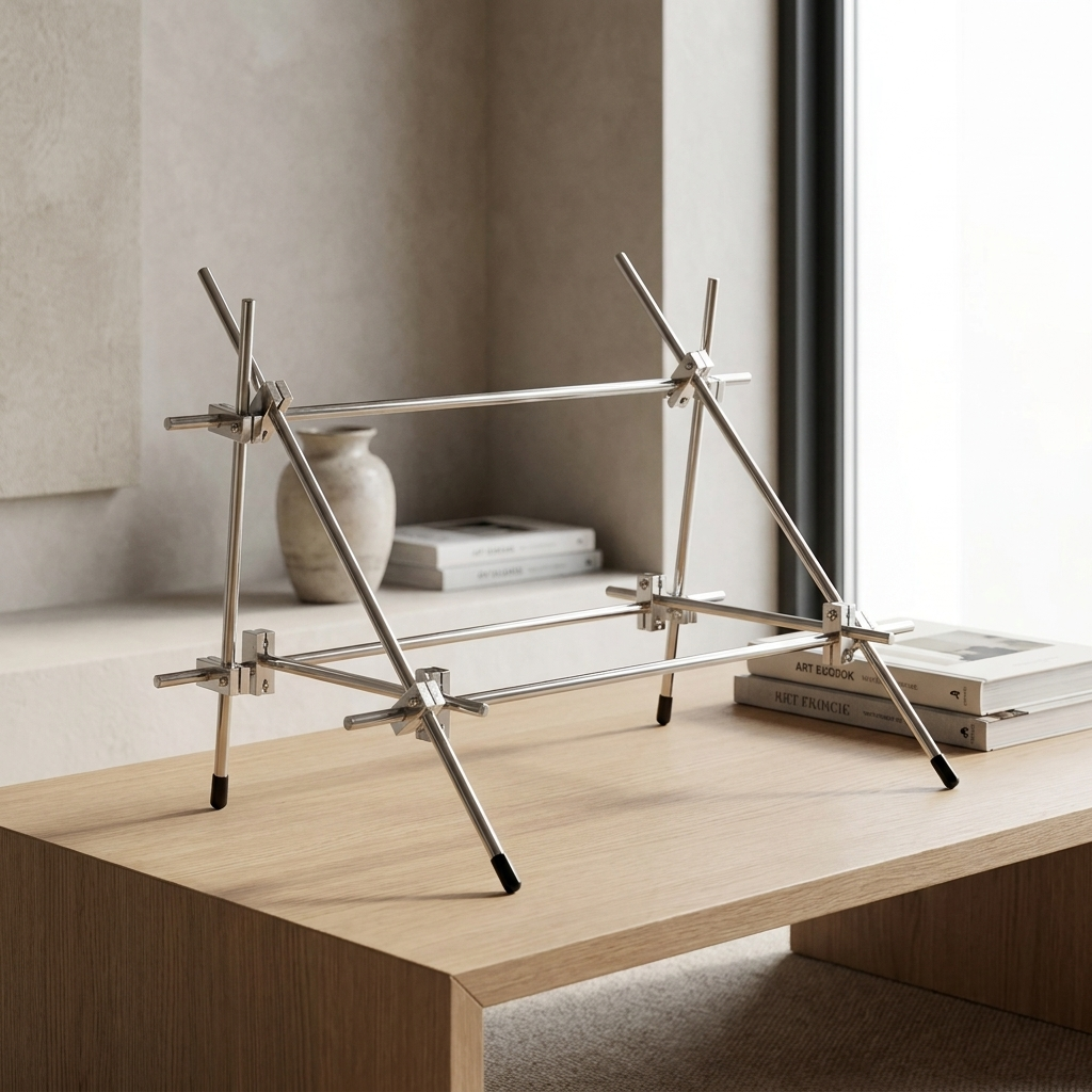 Studio Lima Stainless Steel Record Display Stand Rack lifestyle