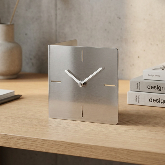 Studio Lima Stainless Steel Plate Table Clock lifestyle